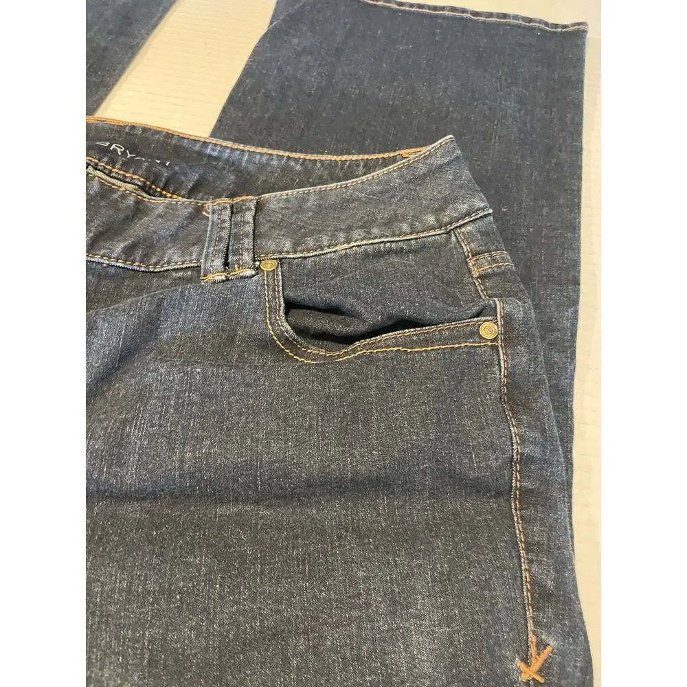 Lane Bryant women's dark wash jeans sz 18 petite slim boot genius fit jeans